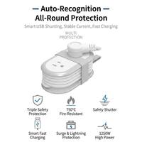 Clieam Grosir Stop Kontak Portabel Standar AS untuk Kapal Pesiar 2 Stop Kontak AC 2 Port USB 1 PD 20W Tipe-C Kabel Ekstensi Perjalanan