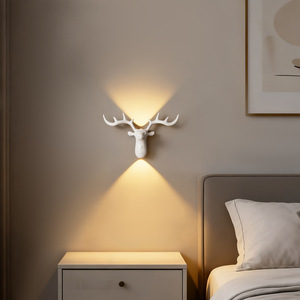 Rechargeable Deer Head Wall Sconce Wireless up &amp; Down Lighting ABS <strong>Stag</strong> Shape LED Wall Light for Bedroom Corridor Decor - Product Image 1