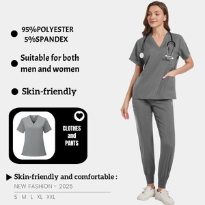 Men's And Women's Quick Drying Short Sleeve Surgical Scrub <b>Top</b> Unisex Moisture Wicking Hospital Uniforms - Product Image 5