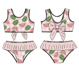 Maillots de <span class=keywords><strong>bain</strong></span> décontractés personnalisés pour petites filles <span class=keywords><strong>Maillot</strong></span> de <span class=keywords><strong>bain</strong></span> pour enfants avec fleur imprimée Vêtements de <span class=keywords><strong>bain</strong></span> personnalisés pour petites filles - Product Image 4