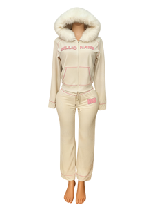 Y2k Cropped Hoodie and <strong>Joggers</strong> Two Piece Set <strong>Women</strong> Clothing Waffle <strong>Knit</strong> <strong>Women</strong> Pants With Fur Collar Streetwear Winter Clothes - Product Image 5