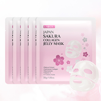 Masque facial en gelée de collagène Sakura du Japon Laikou, 17 acides aminés, collagène hydrolysé VC, masque facial, 5 pièces * 30 g avec boîte de vente au détail