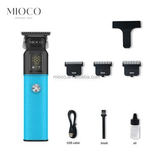 MIOCO <span class=keywords><strong>Tondeuse</strong></span> à cheveux professionnelle Rs9619 Lame en titane noir fritté Corps en cuir Affichage LCD Fonction Turbo Accessoires de barbier - Product Image 4