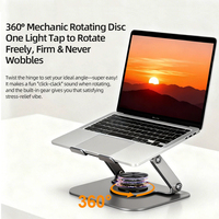 Support de bureau en métal de conception nouvelle, pour ordinateurs portables et tablettes, avec rotation à 360 degrés, hauteur réglable, portable, 23x20cm
