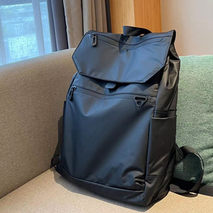 Laptop <b>Backpack</b> Large Capacity Waterproof Oxford Cloth Unisex Everyday Use Black Solid Color <b>Computer</b> Interlayer Soft Handle - Product Image 1