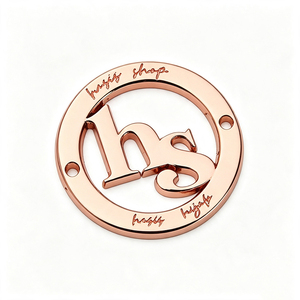 Étiquette métallique ronde personnalisée à coudre, logo ajouré, anti-corrosion pour vêtements - Product Image 4