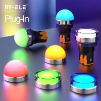 22mm IP65 Étanche LED Voyant Lampe Bouton Poussoir Plat/Rotule 250V Max Tension 25A Max Courant 1NO1NC