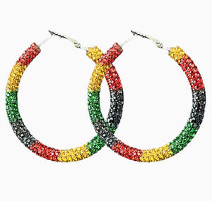 Pendientes de Aro con Borlas Multimaterial de Color Africano para Celebración del Día de la Liberación Negra, Juneteenth, Pendientes de Moda para Mujer - Product Image 1