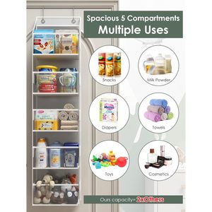 Organisateur de porte en PVC transparent, sac de rangement suspendu à 5 étagères, organisateur derrière la porte pour chambre à coucher ou chambre d'enfant - Product Image 4