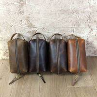 Trousse de Toilette de Voyage en Cuir de Vachette Personnalisée de Haute Qualité avec Fermeture Éclair et Lettres, pour Hommes, Pochette Cosmétique