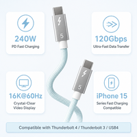 Câble USB 2.0 Type C vers Type C en nylon tressé blindé, 240W PD 3.1 5A, avec puce E-Marker, charge rapide pour ordinateur portable, OEM ODM, vente en gros
