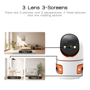 กล้องวงจรปิดภายในบ้านขนาดเล็ก 6MP HD WiFi พร้อมระบบ PTZ เสียงสองทาง เลนส์ 3 ตัว จอแสดงผล 3 จอ มุมมอง 360 องศา เซ็นเซอร์ CMOS รองรับ SD Card - Product Image 4