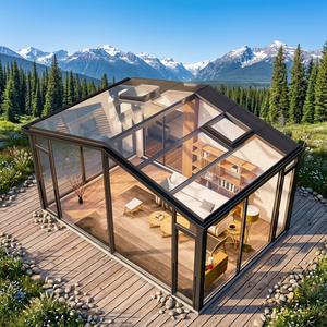 Véranda en verre moderne en alliage d'aluminium à double vitrage trempé avec toit incliné pour villa - Product Image 4