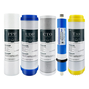 Juego de Cartuchos de Filtro para Purificador de Agua de 10 Pulgadas, Cinco Etapas, PP, Algodón, UDF, CTO, T33, Membrana RO, para Uso Doméstico, Agua Potable Directa - Product Image 1
