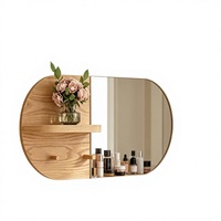 Miroir mural en aluminium en forme de capsule extraterrestre de style japonais et décoration murale artistique en bois pour maquillage