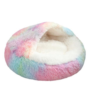 Nido de perro gato de doble propósito invierno cálido semicerrado Villa cubierta de tela de felpa cuatro estaciones medio paquete camas sólidas para mascotas - Product Image 5