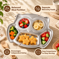 Plateau repas pour enfants en acier inoxydable, forme hibou, ours, avion, avec compartiments, pour bébés et tout-petits, directement de l'usine