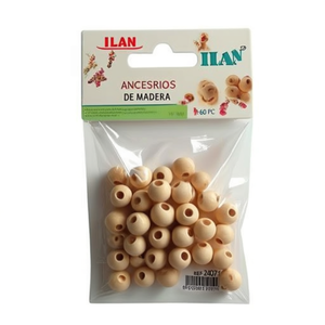 Perline in Legno Ilan 10mm con Foro Grande, 60 Pezzi, Accessorio per Artigianato - Product Image 3