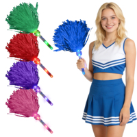 Pompons de cheerleading avec poignée en forme de bâton, lumière à piles pour l'esprit d'équipe, sports, danse, encouragements, adolescents, fête des mères, remise des diplômes