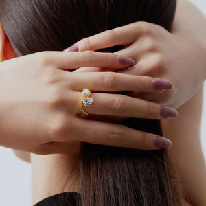 Gioielli economici S925 anelli in argento Set per le donne catena a maglie placcata oro 18 carati anello regolabile aperto con fascia larga intrecciata geometrica - Product Image 4