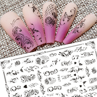 Autocollant pour ongles, fleur, feuilles, été, décoration 3D, accessoires de manucure, papillon, autocollants décoratifs, vente en gros