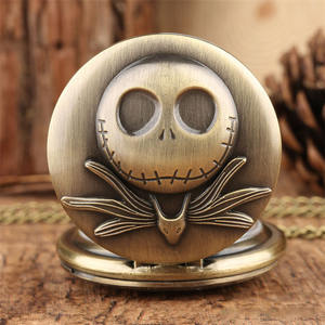 Estilo antiguo Nochebuena Horror ahuecado Calavera Clamshell Reloj <span class=keywords><strong>de</strong></span> bolsillo <span class=keywords><strong>de</strong></span> cuarzo Caja <span class=keywords><strong>de</strong></span> acero inoxidable Fabricantes al por mayor - Product Image 1