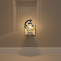 Veilleuse acrylique à thème océanique GL-HT Dolphin, ampoule à incandescence à brancher, blanc froid, petite, avec interrupteur marche/arrêt, pour chambre, salle de bain, couloir