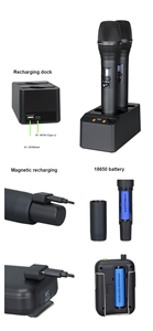 Microphone sans fil numérique monocanal XLR rechargeable, micro-cravate portable, antenne 42, portée 200 m, en métal - Product Image 3