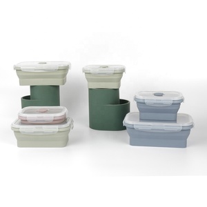 Bộ Hộp Cơm Trưa Gấp Được Nhiều Kiểu Dáng Và Kích Cỡ Bằng Silicon Hộp Đựng Thực Phẩm Gấp Gọn Có Nắp Hộp Cơm Trưa Di Động - Product Image 1