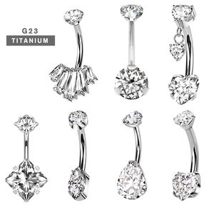 Lotus ASTM F136 Titane Moissanite Brillante Forme Cœur Goutte d'eau, Excellent Rapport Qualité-Prix, Cadeau, Haute Qualité, Piercings de Nombril, Bijoux de Piercing - Product Image 1