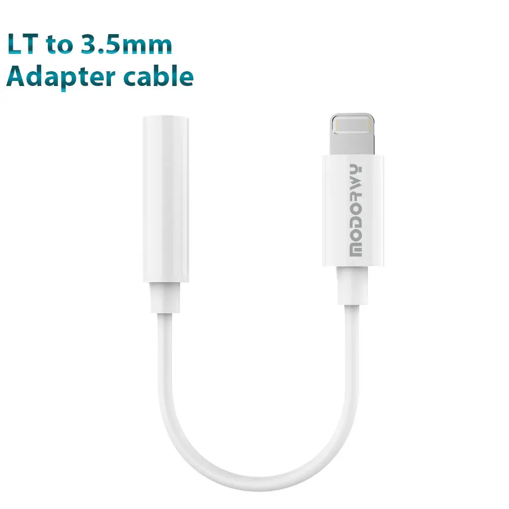 MODORWY 3.5mm to LT Adapter cable promotion white 10cm Fully compatible version Bluetooth connect Adapter cable