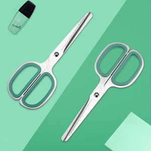 All Steel Office Scissors Green Straight Head Stainless Steel Multi Purpose Paper Fabric Cutting Home Use - Product Image 1