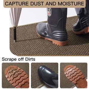 Paillasson rectangulaire uni à texture tissée, antidérapant, résistant à la saleté, pour entrée de maison, marron gris, en fibre de polyester - Product Image 3