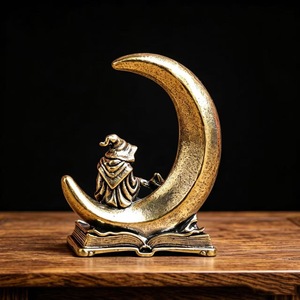 1 unidad Nueva Estatuilla <span class=keywords><strong>de</strong></span> Gato Bruja Lunar <span class=keywords><strong>de</strong></span> Latón y Cobre, Adorno <span class=keywords><strong>de</strong></span> Escritorio, Venta al por Mayor - Product Image 5