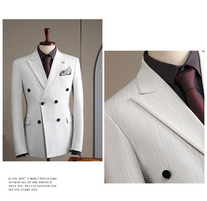 Chaqueta de traje de <span class=keywords><strong>boda</strong></span> para hombre blanca ajustada por encargo de alta calidad, chaqueta de trajes de tela italiana - Product Image 3