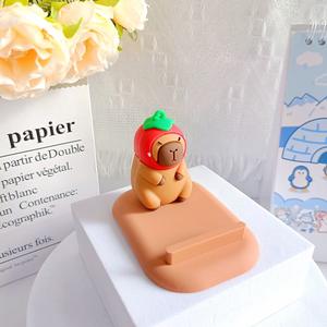 <span class=keywords><strong>3D</strong></span> かわいい 漫画風 カピバラ ソフトPVC製 携帯電話ホルダー スタンド デスクトップ 卓上 スマホスタンド 動物 音楽好き ホームデコレーション 完璧なギフト - Product Image 5