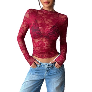 Ouma Cross-Biên Giới Cho 2025 Thu Đông Mới Dễ Thương Sexy Một Lớp Dài Tay Áo Mỏng Mỏng Mỏng Ngắn Ren Áo - Product Image 5