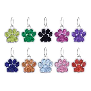 Kostenloser Versand Kunden spezifisches Logo Multi color Paw Footprint Anhänger Bling Make Pet Jewelry Dog ID Tag