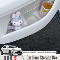 Pour ORA 5 2026, plateau de rangement pour poche de porte inférieure 5 portes, organisateur amovible en caoutchouc souple TPE, accessoire intérieur de voiture dédié