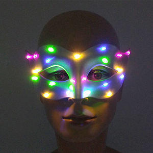 Masque de renard clignotant à LED unisexe, demi-visage, déguisement pour Halloween, fête, festival, bal lumineux, fournitures de costume - Product Image 4