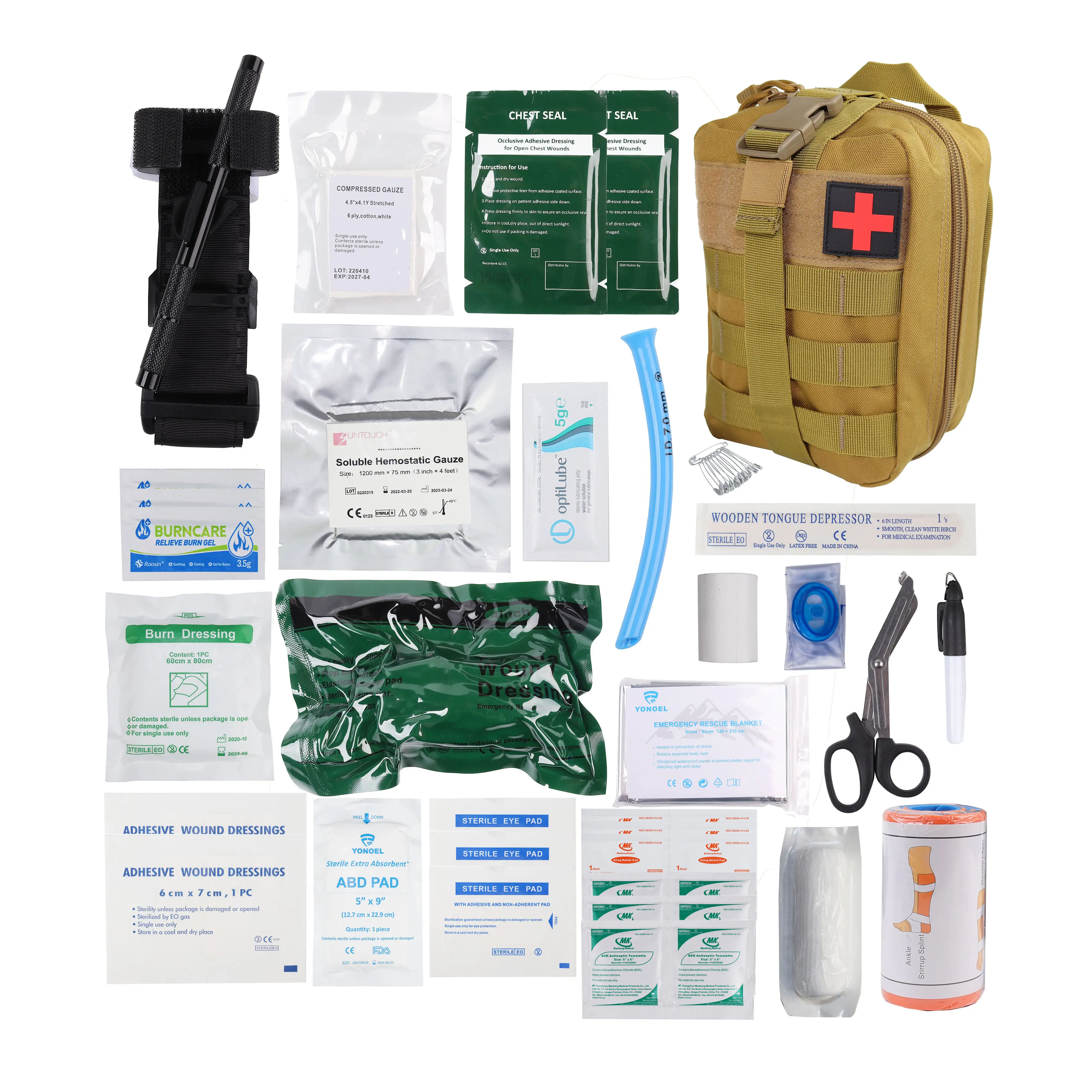 Trousse de premiers soins tactique Kit médical IFAK Kit de survie d'urgence en plein air La conception à dégagement rapide comprend un patch Croix-Rouge