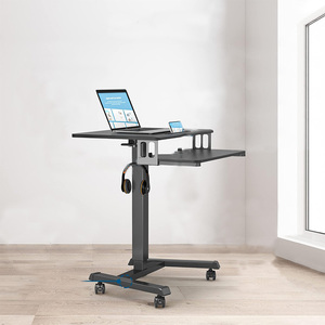 Station de travail à hauteur réglable pour ordinateur portable à domicile avec roulettes et <span class=keywords><strong>plateau</strong></span> pour clavier - Product Image 4