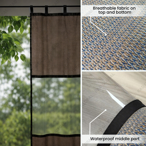 See Through Outdoor Curtain Japanese Brown for Rain Protection Natural Light Flow and Modern Balcony Privacy - Product Image 3
