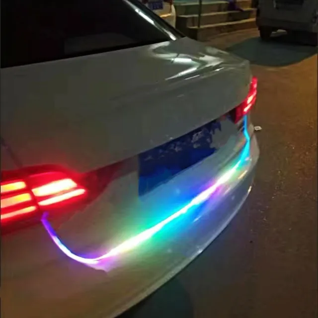 Buz mavi kırmızı sarı araba arka gövde dinamik Streamer ters uyarı işık fren dönüş sinyali lambası araba LED şerit işık