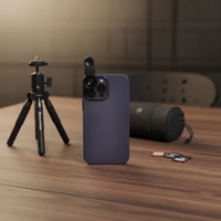 Nouveauté : Objectif d'appareil photo 3-en-1 grand angle, macro et fisheye, étanche, pour tous les téléphones portables, pour une utilisation sur le bureau et au lit