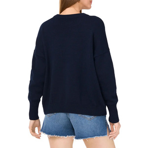Vente en gros 100% coton <span class=keywords><strong>pull</strong></span> marine pour femmes avec motif <span class=keywords><strong>drapeau</strong></span> américain col rond broderie personnalisée <span class=keywords><strong>drapeau</strong></span> de haute qualité OEM/ODM - Product Image 4