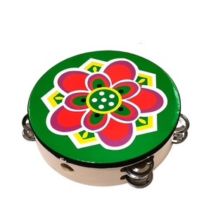 Wholesale Ethnic Mandala Printed Double Row Tambourine <b>Drum</b> With Stainless Steel Double Jingles For Chinese Folk Dance Stage - Product Image 3