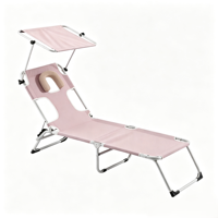 Chaise longue de bronzage robuste en fer OEM personnalisée 150 kg avec découpe pour le visage, pliable, en Oxford 600D, pour extérieur, vente en gros