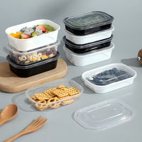 Voedselveilige PP magnetronbestendige BPA-vrije 260ml 370ml lekbestendige rechthoekige voedselbewaarbak voor maaltijdvoorbereiding en koelkast
