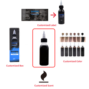 Encre de tatouage aérographe <span class=keywords><strong>Barber</strong></span> pour l'amélioration et la coloration des cheveux Noir & Brun Certifiée USA & CE 100ml/60ml Liquide - Product Image 3